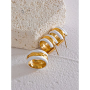 White Enamel C-Shape Earrings