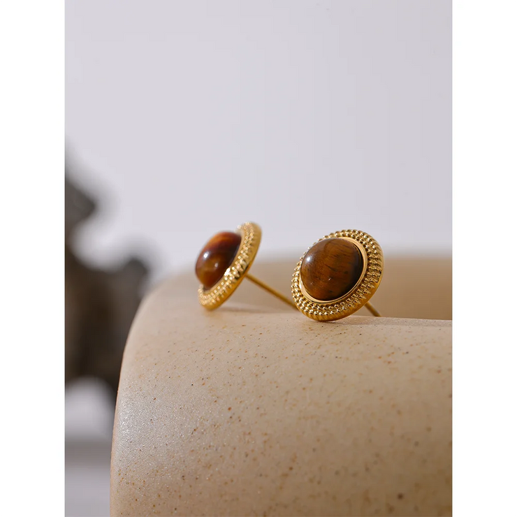 Natural Stone Small Stud Earrings