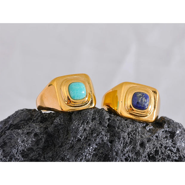 Amazonian Lapis Lazuli Stone Wide Unisex Ring