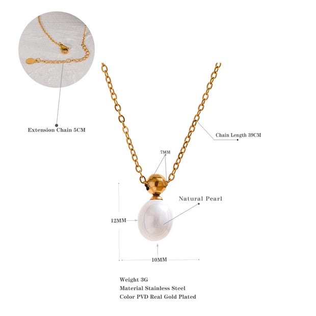 Natural Pearl Chic Water Drop Pendant Necklace