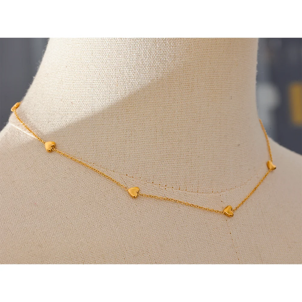 Thin Heart Chain Necklace