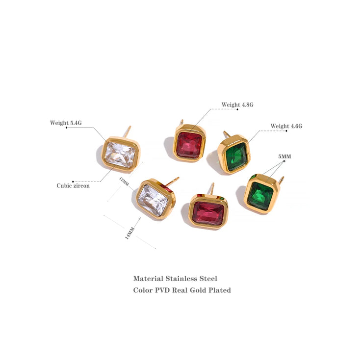 Colorful Zircon Square Studs