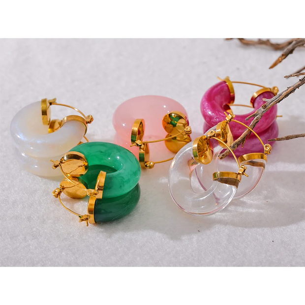 Colorful Resin Y2K Hoop Earrings