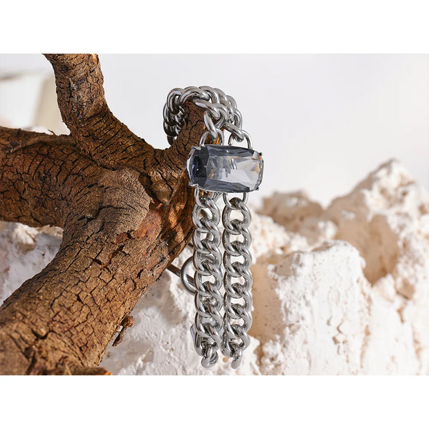 Statement Grey CZ Thick Chain Bracelet