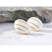 White Enamel Vintage Stud Earrings