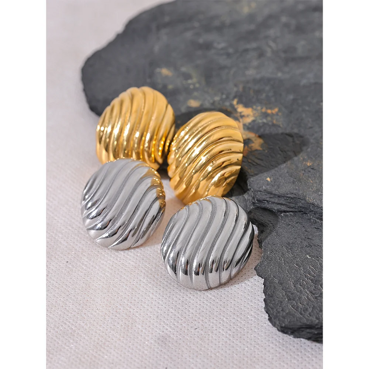 Oval Stripe Stud Earrings