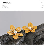 Gold Flower Stud Earrings