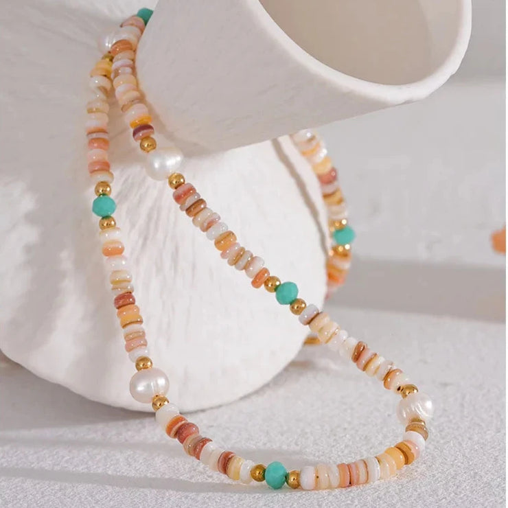 Summer Pearl & Stone Necklace