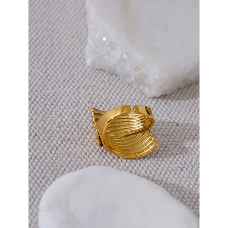 Geometric Golden Wide Ring