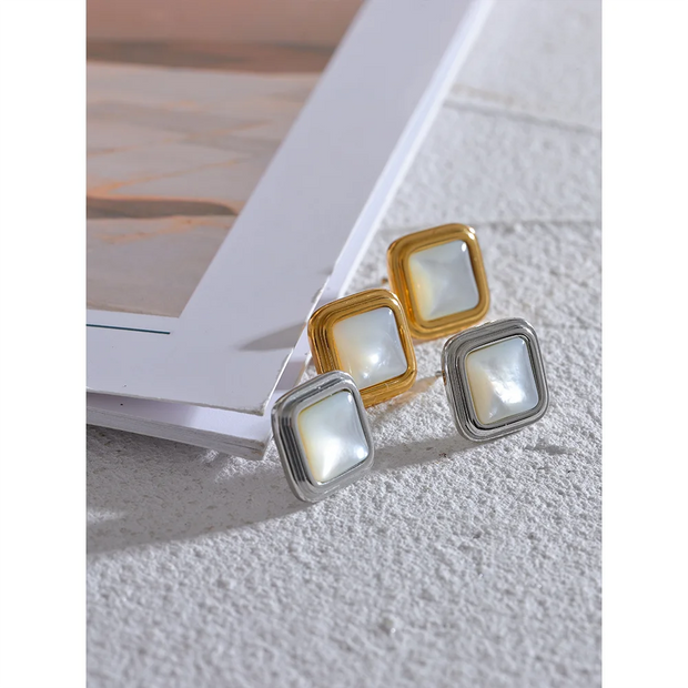 Natural Shell Square Stud Earrings