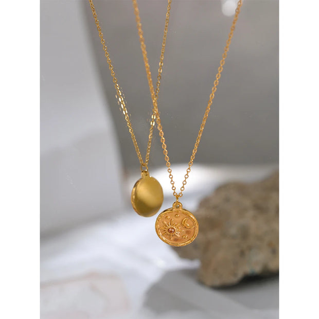 Celestial Moon Sun Pendant Necklace