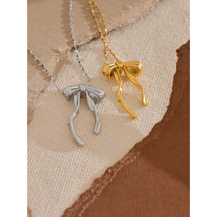 Gold & Platinum Bow Knot Necklace