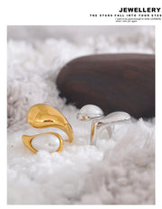 Imitation Pearl Water Drop Adjustable Ring