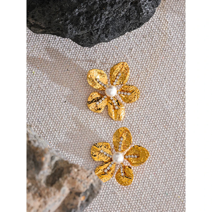 Gold Flower Stud Earrings