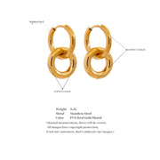 Round Hollow Drop Hoop Earrings