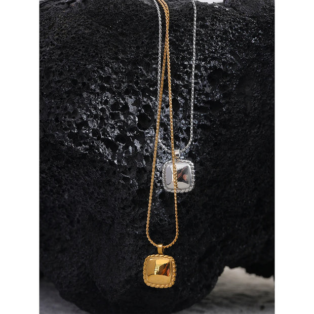 Square Metal Pendant Necklace