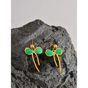 Green Stone Bow Knot Earrings