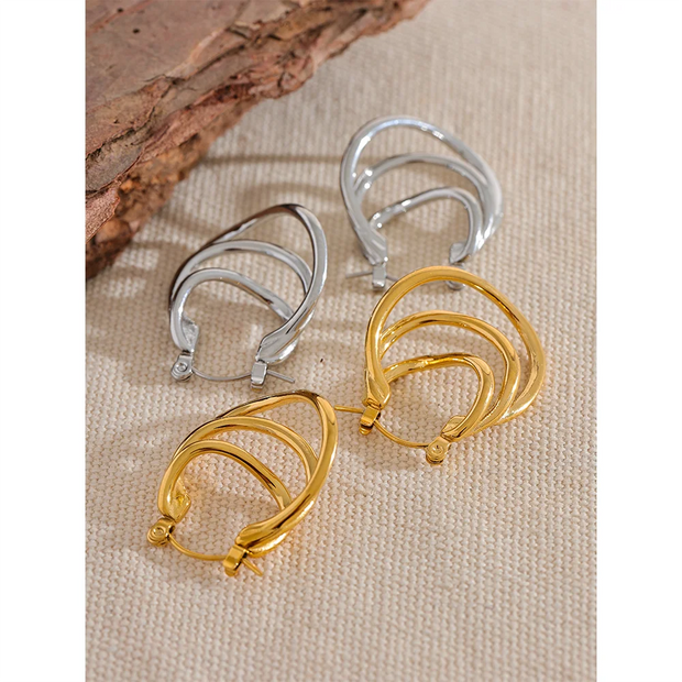 Layered Geometric Hoop Earrings