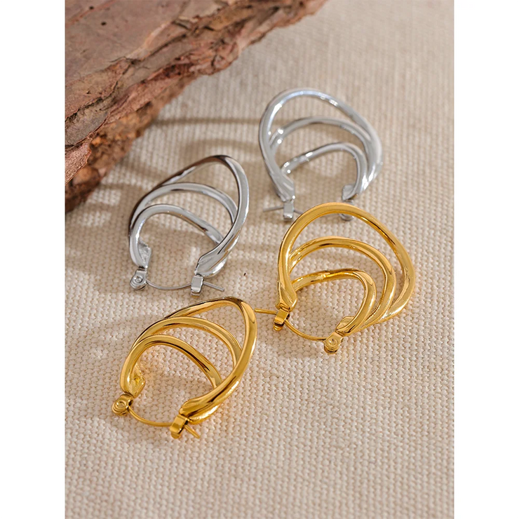 Layered Geometric Hoop Earrings