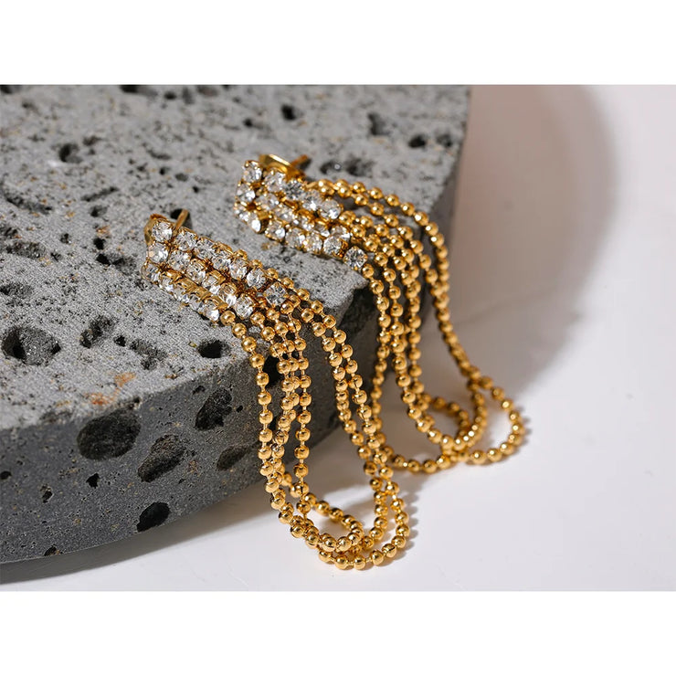 CZ Tassel Chain Earrings