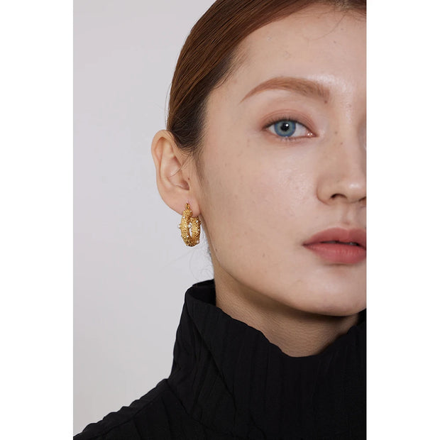 Golden Round Hoop Earrings