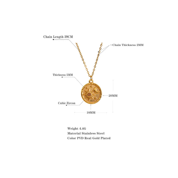 Celestial Moon Sun Pendant Necklace