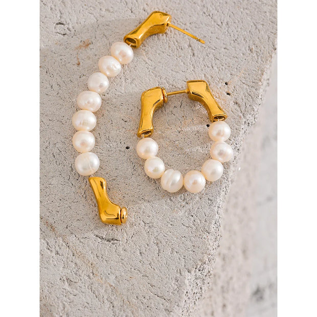 Freshwater Pearl Hoop Earrings