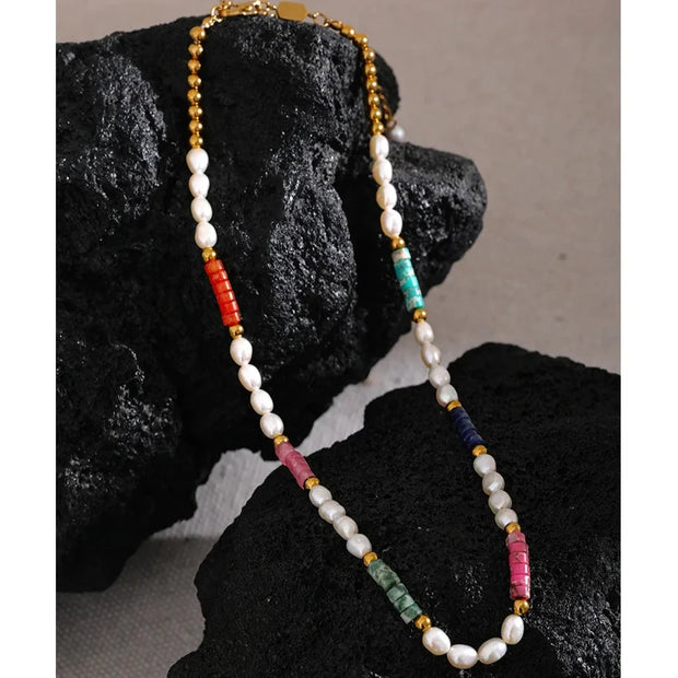 Coloured Glaze Pearl Necklace