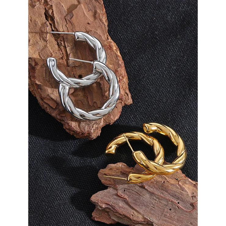 C Shape Geometric Twisted Earrings