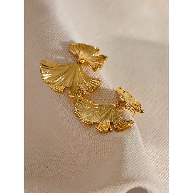 Ginkgo Leaf Drop Earrings