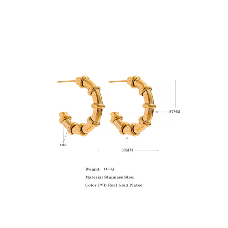 C Shape Occident Metal Hoop Earrings