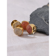 Multi-Color Zircon Hollow Hoop Earrings