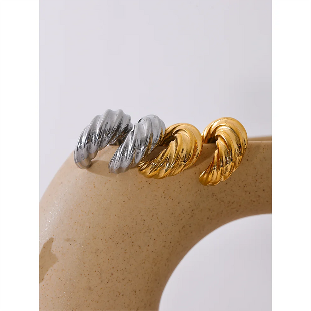 C-Shape Twisted Huggie Earrings