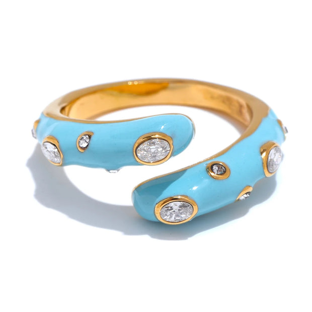 Multi Enamel Cubic Zirconia Open Ring