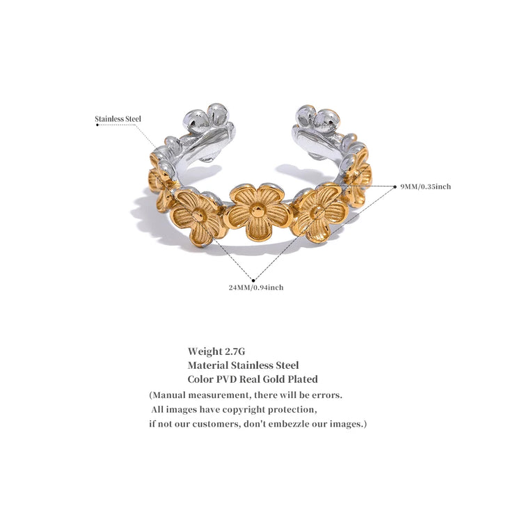 Gold Silver Color Flower Ring