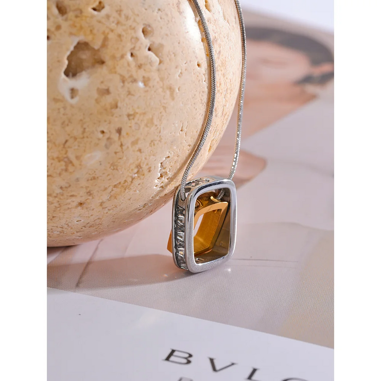 Square Hollow Pendant Necklace