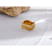 Shiny Cubic Zirconia Twisted Geometric Elegant Ring