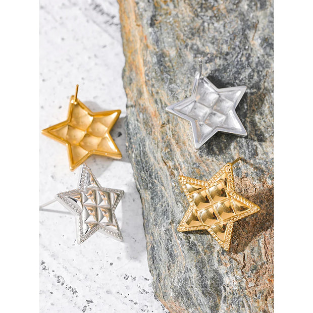 Star Texture Stud Earrings