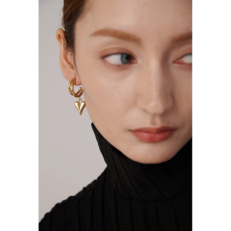 Golden Heart Dangle Earrings