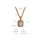 CZ Square Pendant Necklace